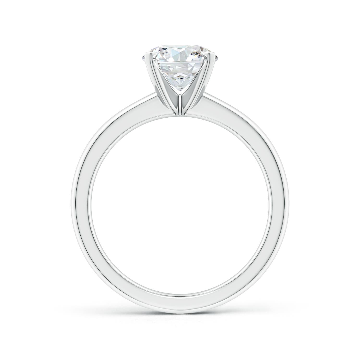 9.2mm FGVS Lab-Grown Solitaire Round Diamond Tapered Shank Engagement Ring in 18K White Gold