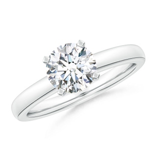 9.2mm FGVS Lab-Grown Solitaire Round Diamond Tapered Shank Engagement Ring in White Gold