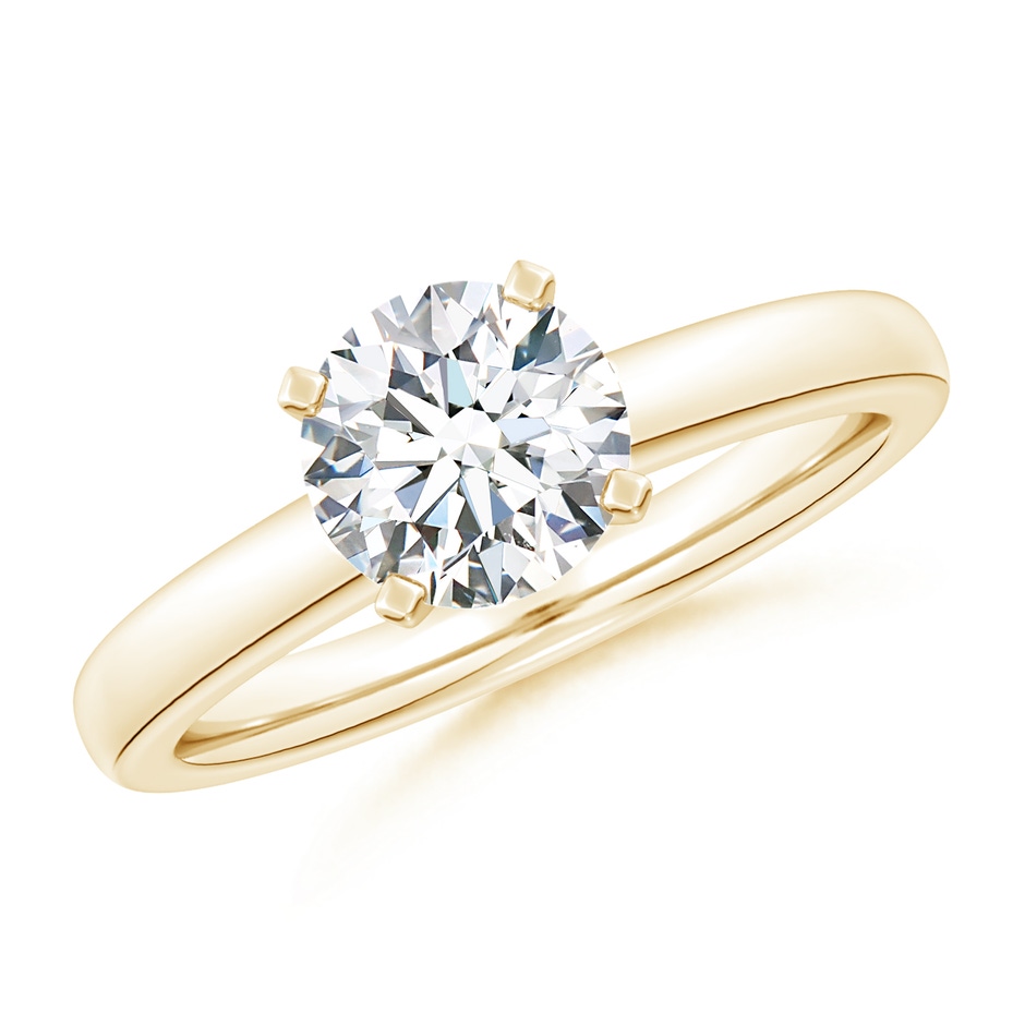 9.2mm FGVS Lab-Grown Solitaire Round Diamond Tapered Shank Engagement Ring in Yellow Gold 
