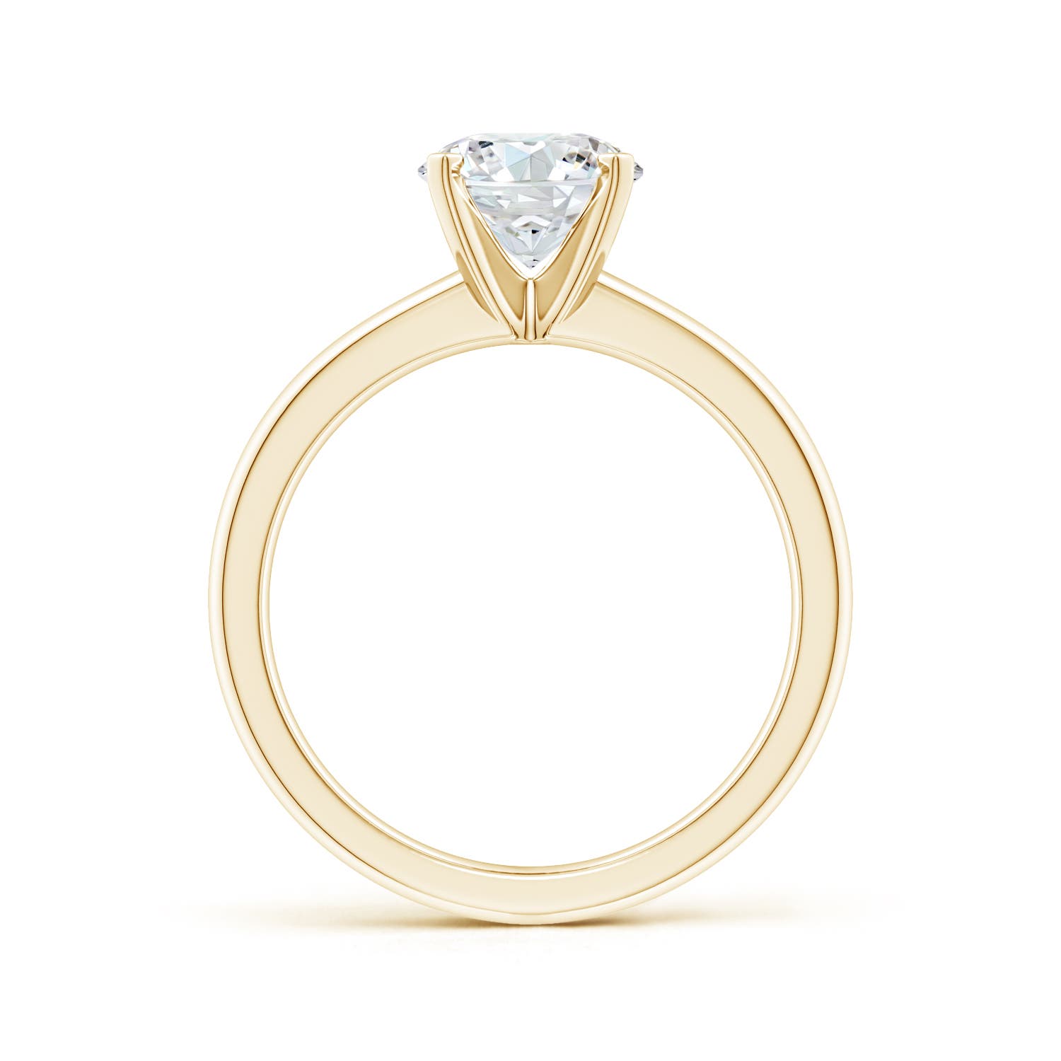 9.2mm FGVS Lab-Grown Solitaire Round Diamond Tapered Shank Engagement Ring in Yellow Gold
