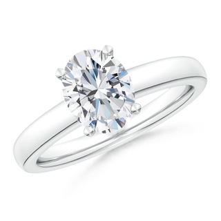 12x10mm FGVS Lab-Grown Solitaire Oval Diamond Tapered Shank Engagement Ring in P950 Platinum