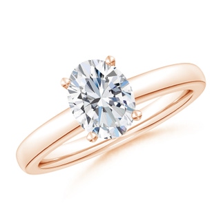 12x8mm FGVS Lab-Grown Solitaire Oval Diamond Tapered Shank Engagement Ring in 18K Rose Gold
