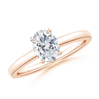 7.7x5.7mm FGVS Lab-Grown Solitaire Oval Diamond Tapered Shank Engagement Ring in 10K Rose Gold