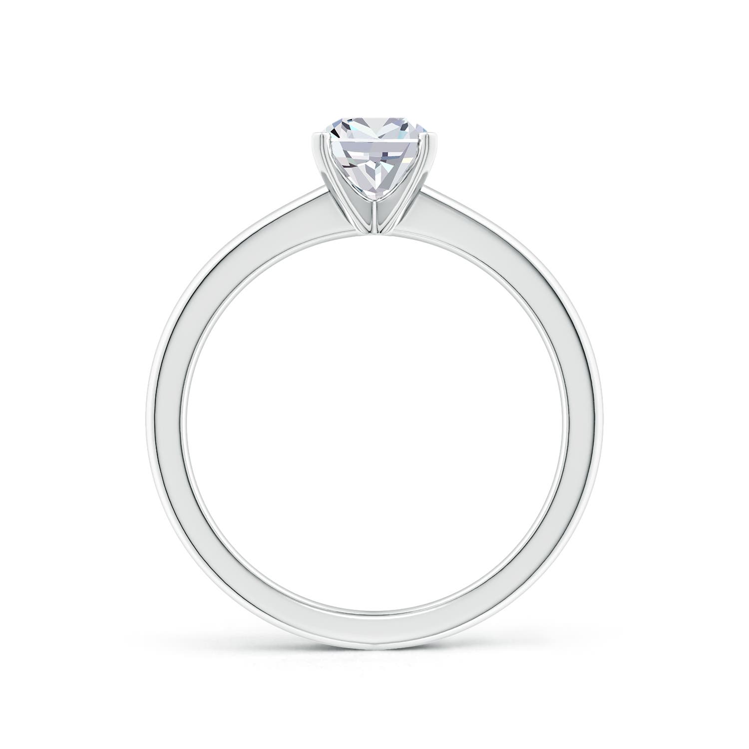 5.5mm FGVS Lab-Grown Solitaire Cushion Diamond Tapered Shank Engagement Ring in 18K White Gold - side 3
