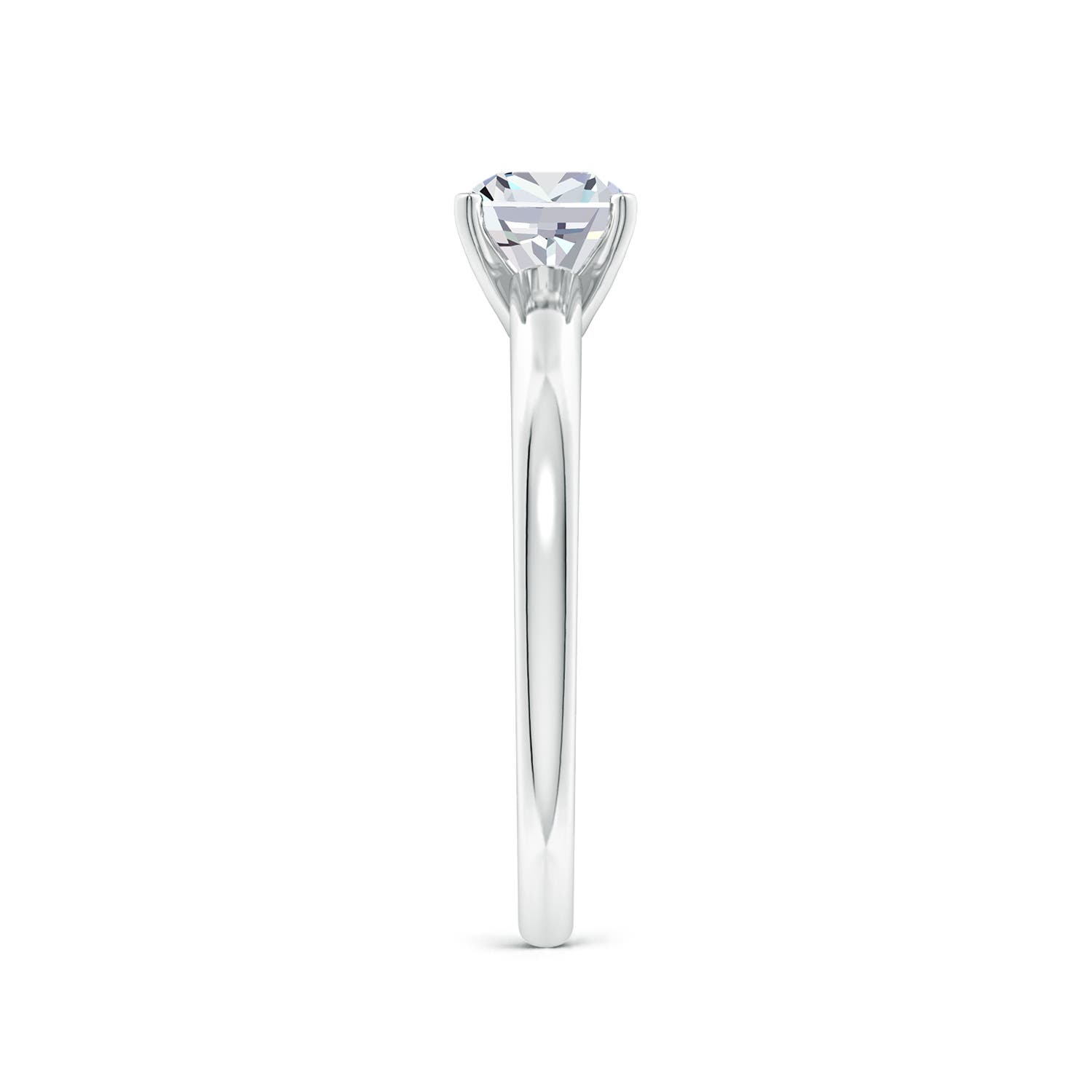 5.5mm FGVS Lab-Grown Solitaire Cushion Diamond Tapered Shank Engagement Ring in 18K White Gold - side 4
