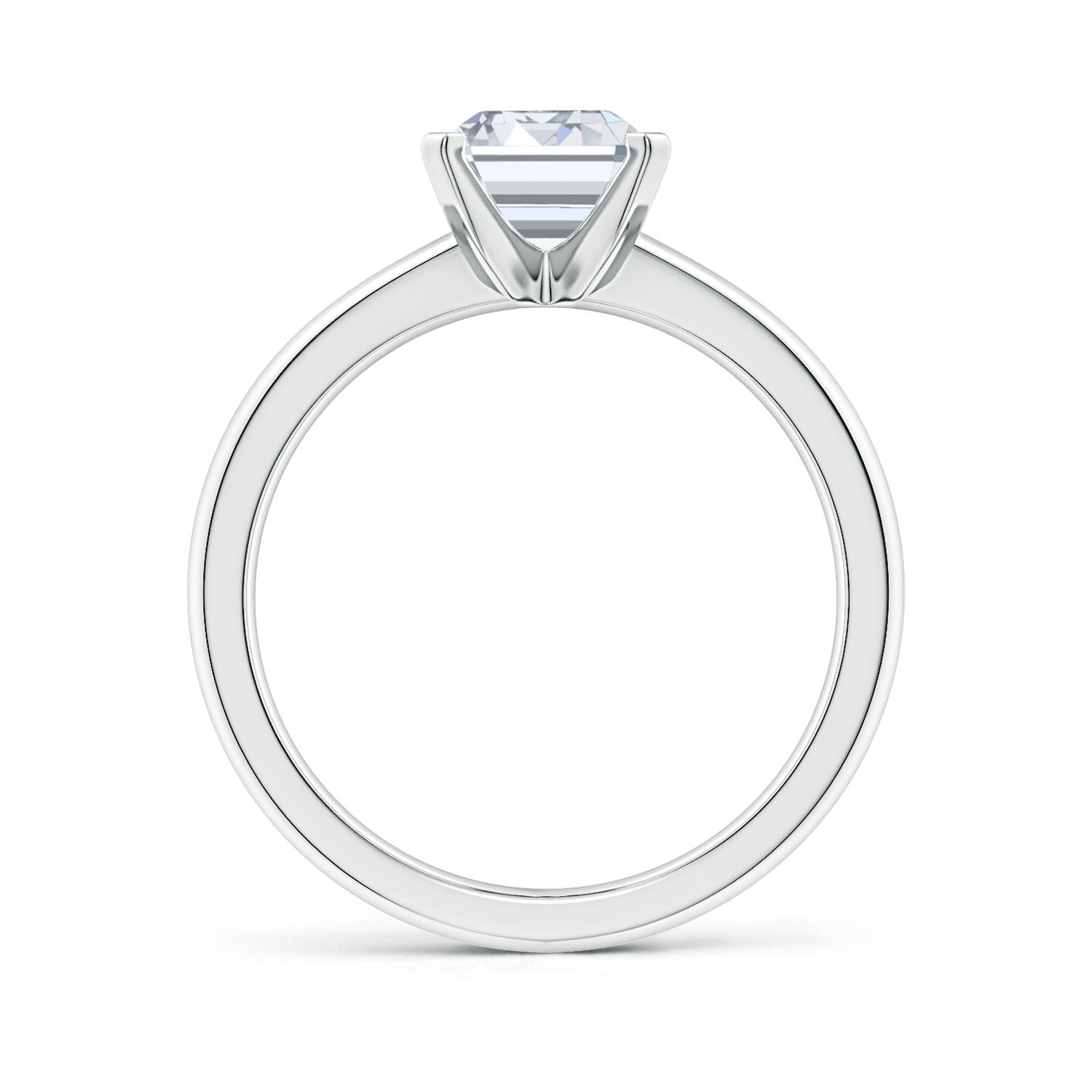 10x7.5mm FGVS Lab-Grown Solitaire Emerald-Cut Diamond Tapered Shank Engagement Ring in 18K White Gold