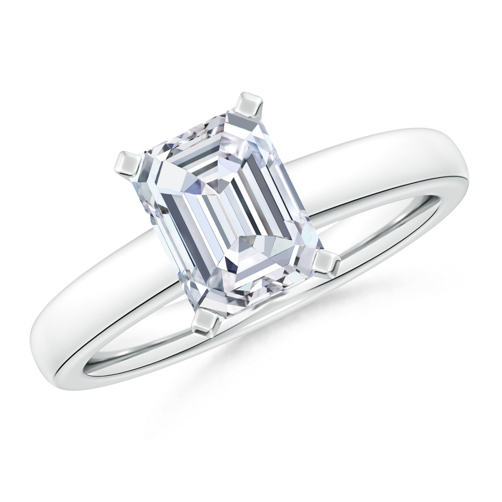 10x7.5mm FGVS Lab-Grown Solitaire Emerald-Cut Diamond Tapered Shank Engagement Ring in P950 Platinum