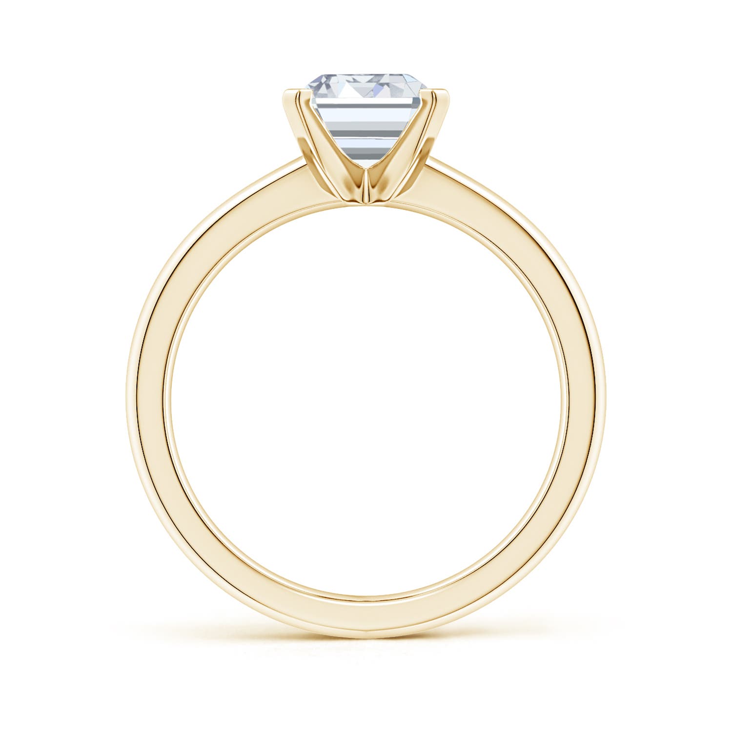 10x7.5mm FGVS Lab-Grown Solitaire Emerald-Cut Diamond Tapered Shank Engagement Ring in Yellow Gold
