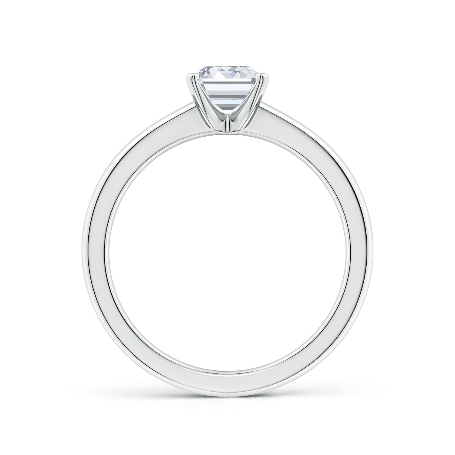6.5x5mm FGVS Lab-Grown Solitaire Emerald-Cut Diamond Tapered Shank Engagement Ring in 18K White Gold
