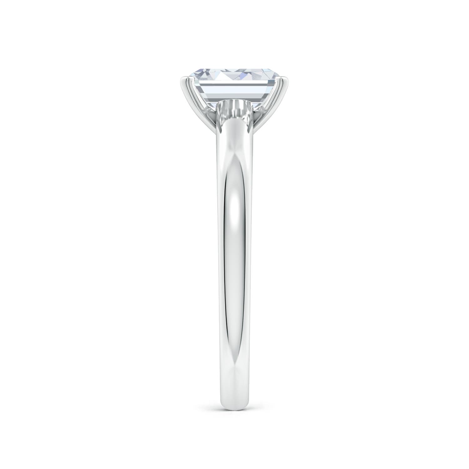 6.5x5mm FGVS Lab-Grown Solitaire Emerald-Cut Diamond Tapered Shank Engagement Ring in 18K White Gold - side 4