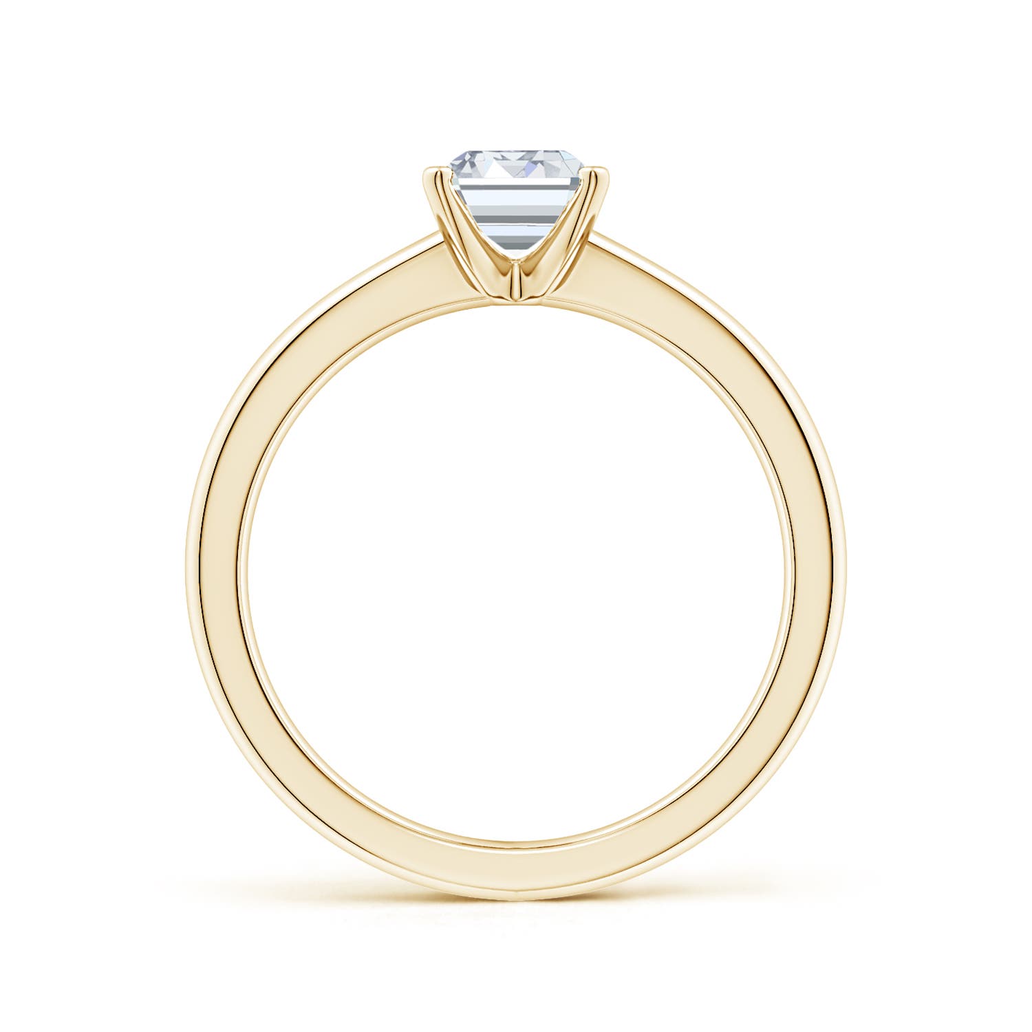 6.5x5mm FGVS Lab-Grown Solitaire Emerald-Cut Diamond Tapered Shank Engagement Ring in 18K Yellow Gold