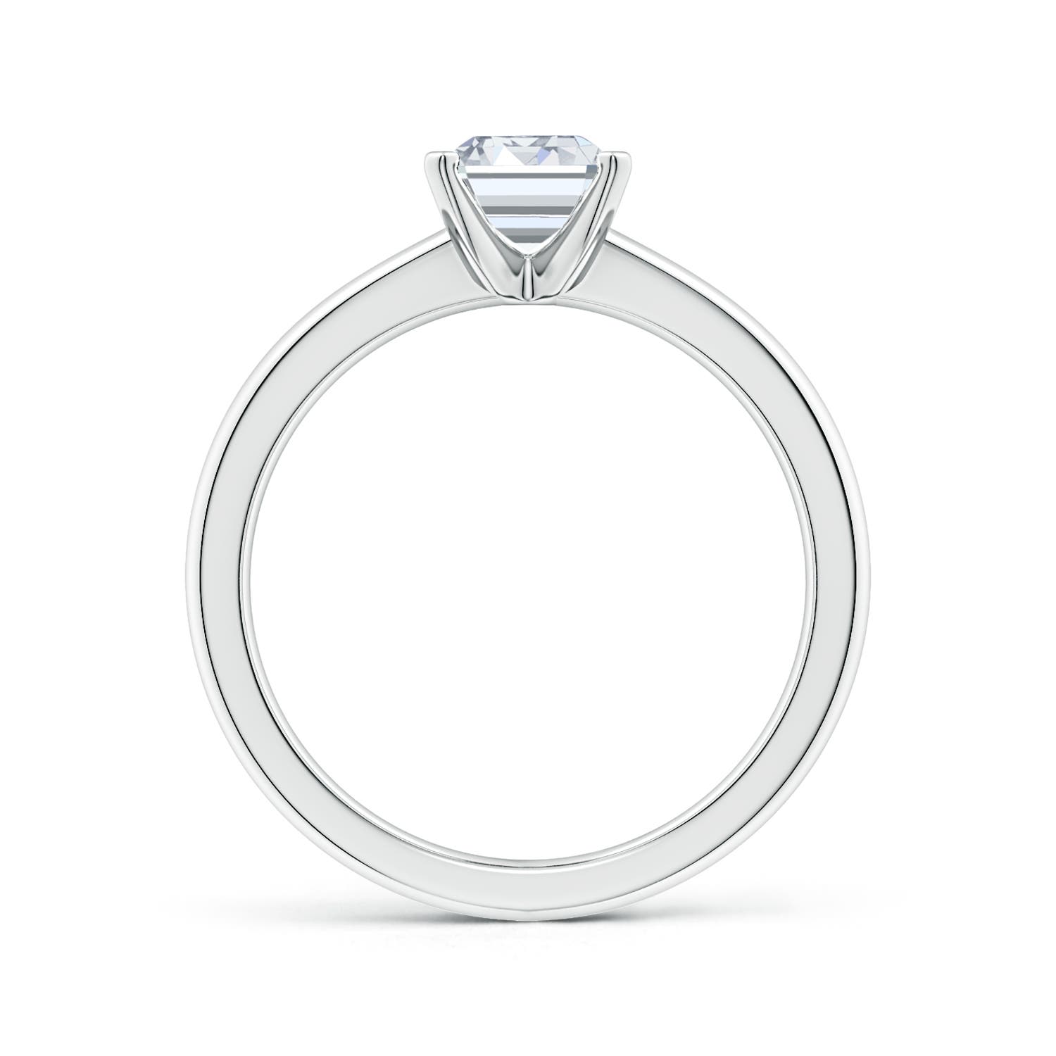 8.5x6.5mm FGVS Lab-Grown Solitaire Emerald-Cut Diamond Tapered Shank Engagement Ring in 18K White Gold