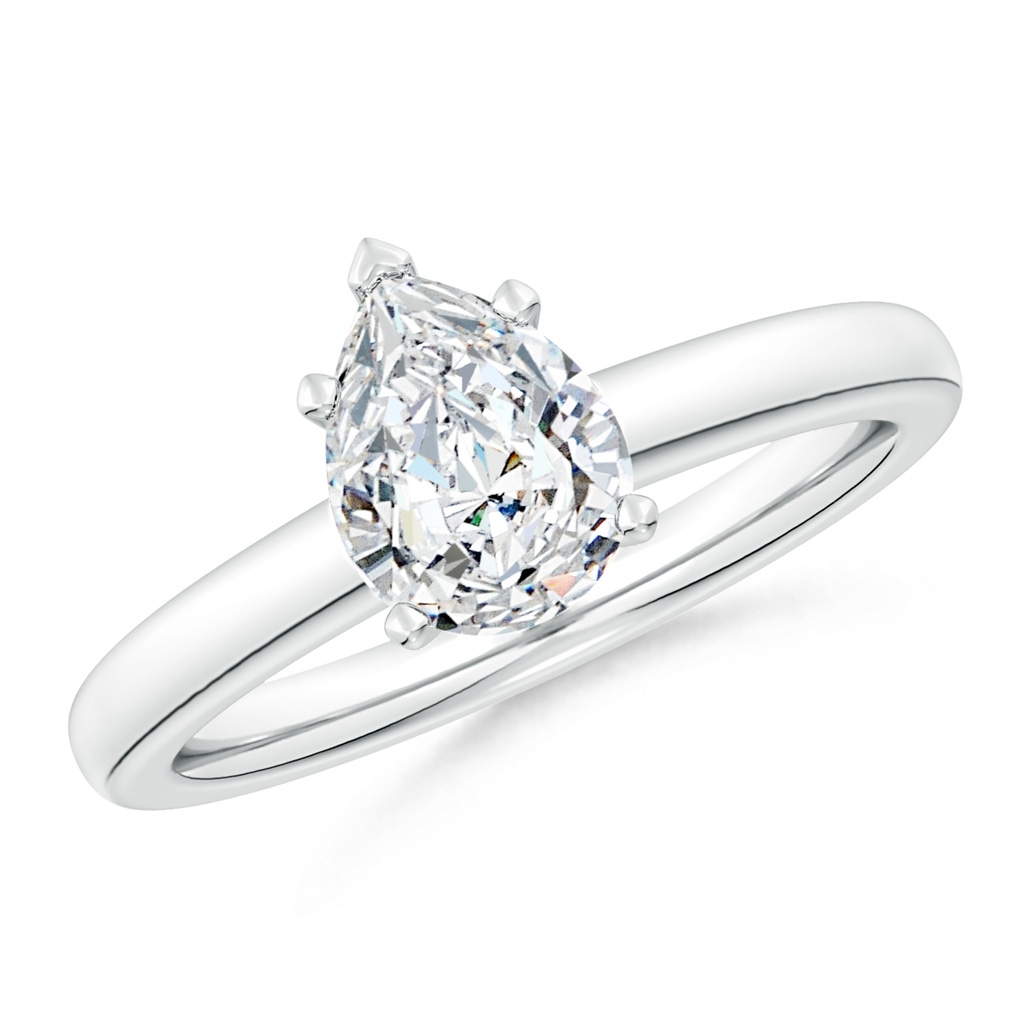 12x8mm FGVS Lab-Grown Solitaire Pear Diamond Tapered Shank Engagement Ring in White Gold