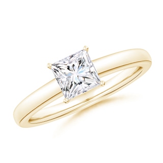 5.5mm FGVS Lab-Grown Solitaire Princess-Cut Diamond Tapered Shank Engagement Ring in 9K Yellow Gold