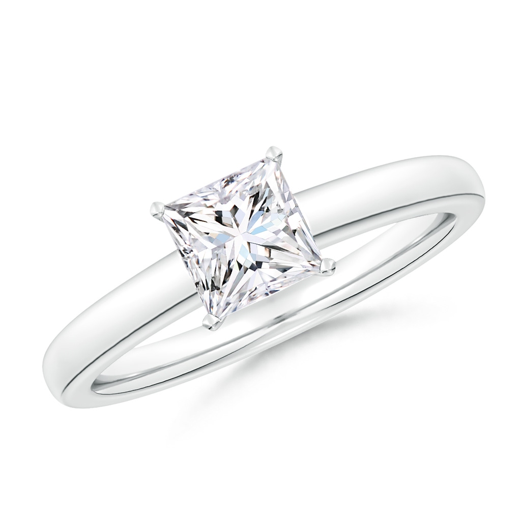 5.5mm FGVS Lab-Grown Solitaire Princess-Cut Diamond Tapered Shank Engagement Ring in White Gold