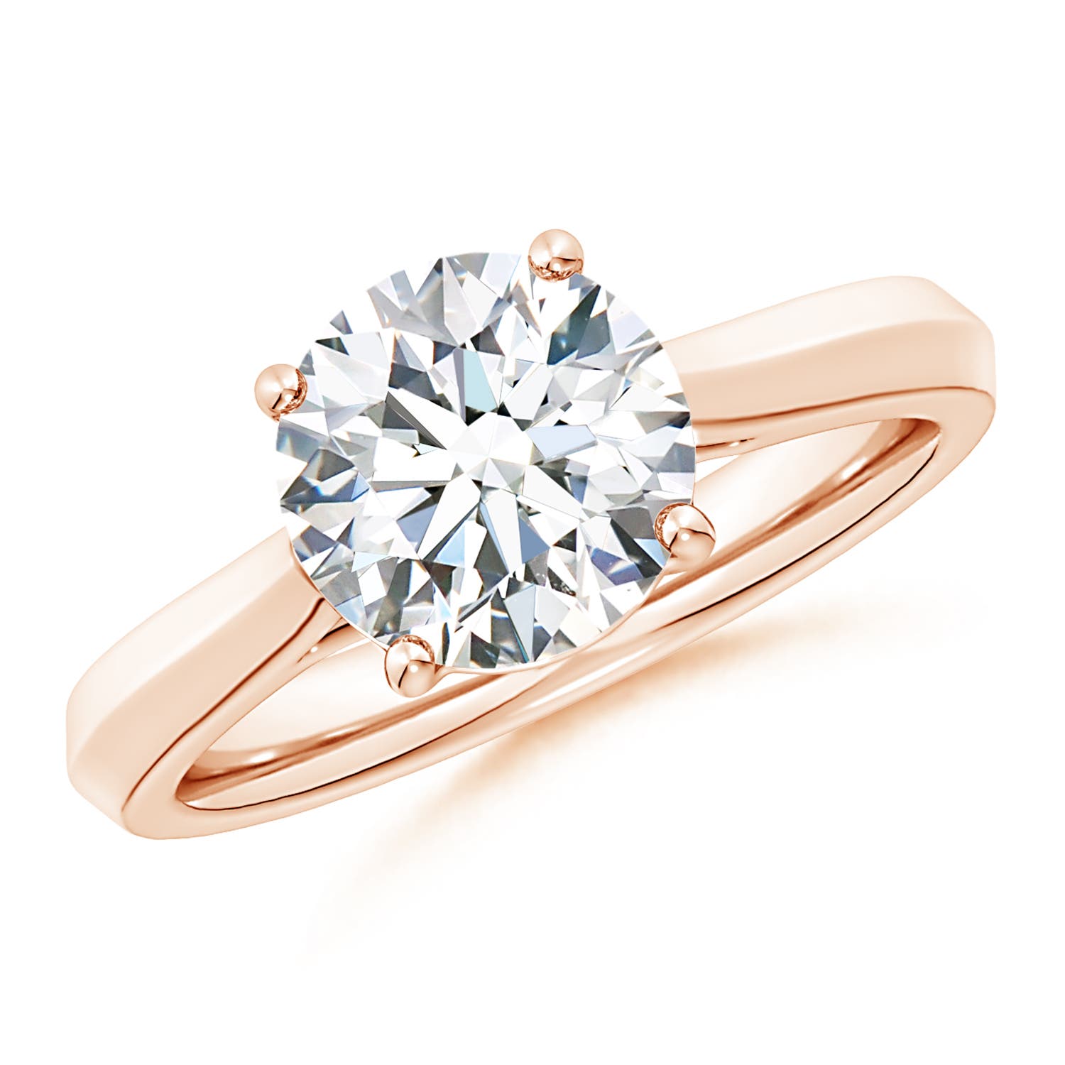 10.1mm FGVS Lab-Grown Round Diamond Knife-Edge Shank Trellis Engagement Ring in 18CT Rose Gold