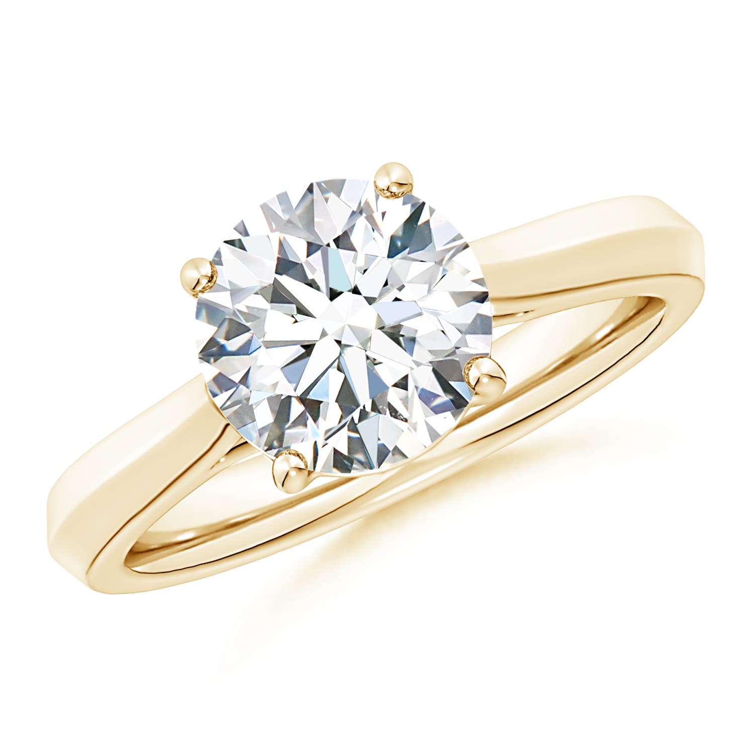 10.1mm FGVS Lab-Grown Round Diamond Knife-Edge Shank Trellis Engagement Ring in 18K Yellow Gold