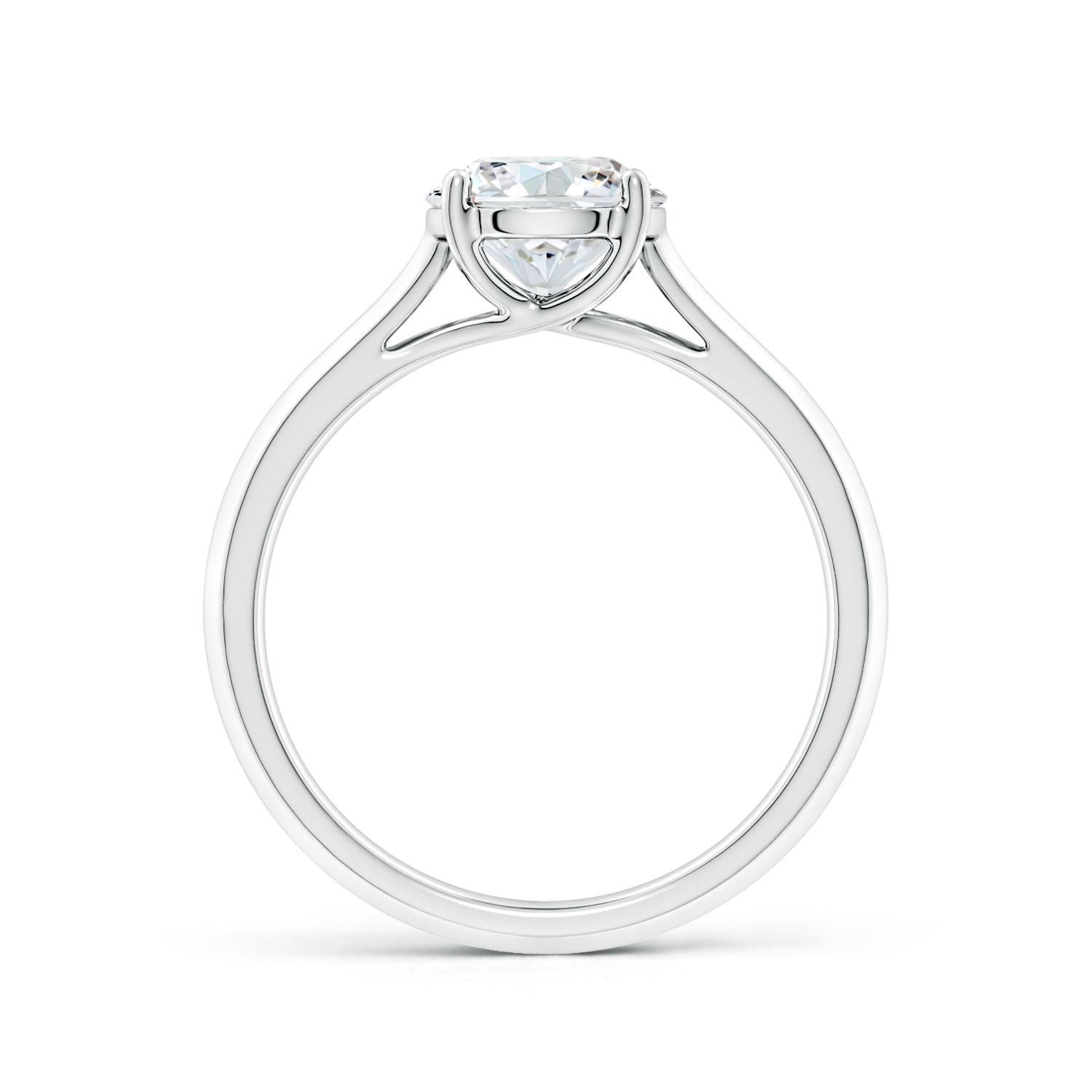 8mm FGVS Lab-Grown Round Diamond Knife-Edge Shank Trellis Engagement Ring in 18K White Gold