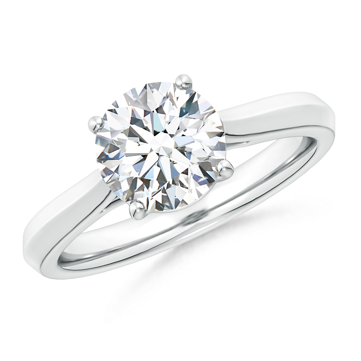 Lab-Grown Round Diamond Knife-Edge Shank Trellis Engagement Ring