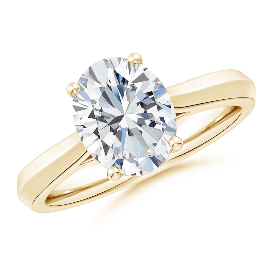 12x8mm FGVS Lab-Grown Oval Diamond Knife-Edge Shank Trellis Engagement Ring in Yellow Gold 