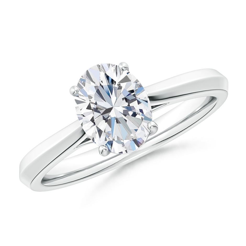 7.7x5.7mm FGVS Lab-Grown Oval Diamond Knife-Edge Shank Trellis Engagement Ring in 9K White Gold 