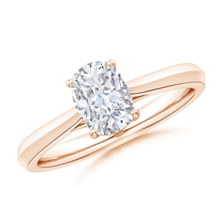 7x5mm FGVS Lab-Grown Cushion Rectangular Diamond Knife-Edge Shank Trellis Engagement Ring in 9K Rose Gold