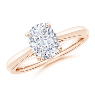 8.5x6.5mm FGVS Lab-Grown Cushion Rectangular Diamond Knife-Edge Shank Trellis Engagement Ring in 9K Rose Gold
