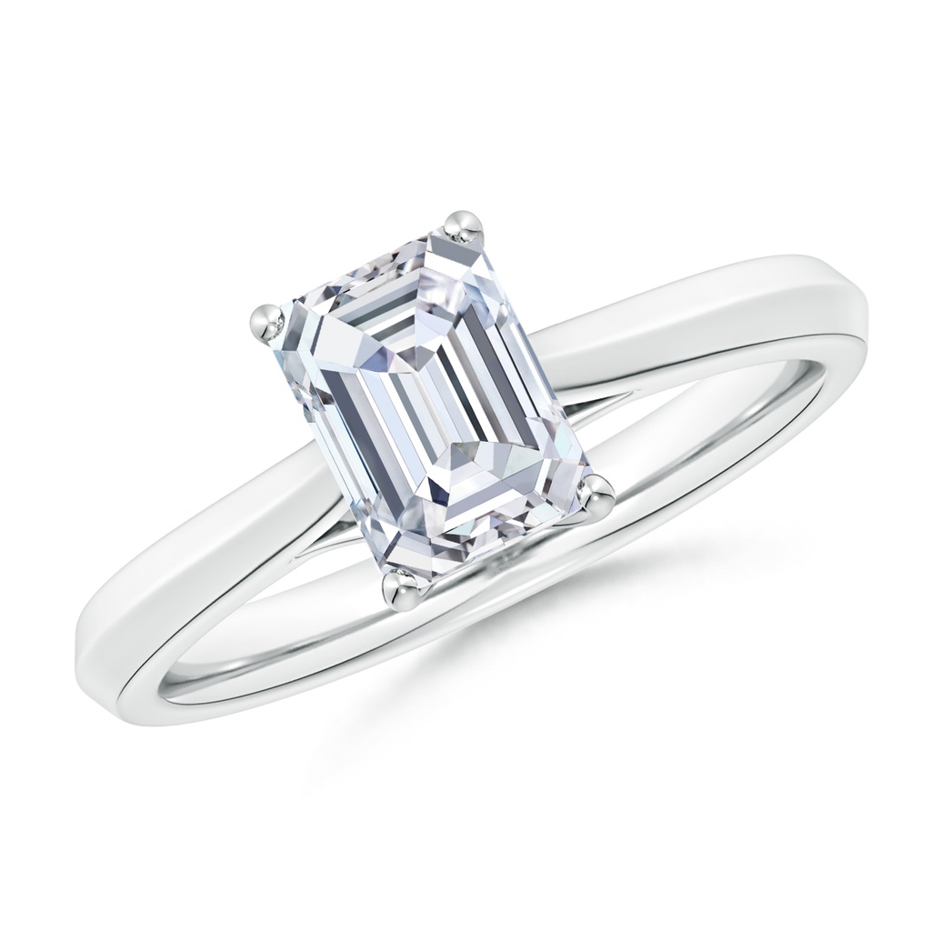 8.5x6.5mm FGVS Lab-Grown Emerald-Cut Diamond Knife-Edge Shank Trellis Engagement Ring in White Gold