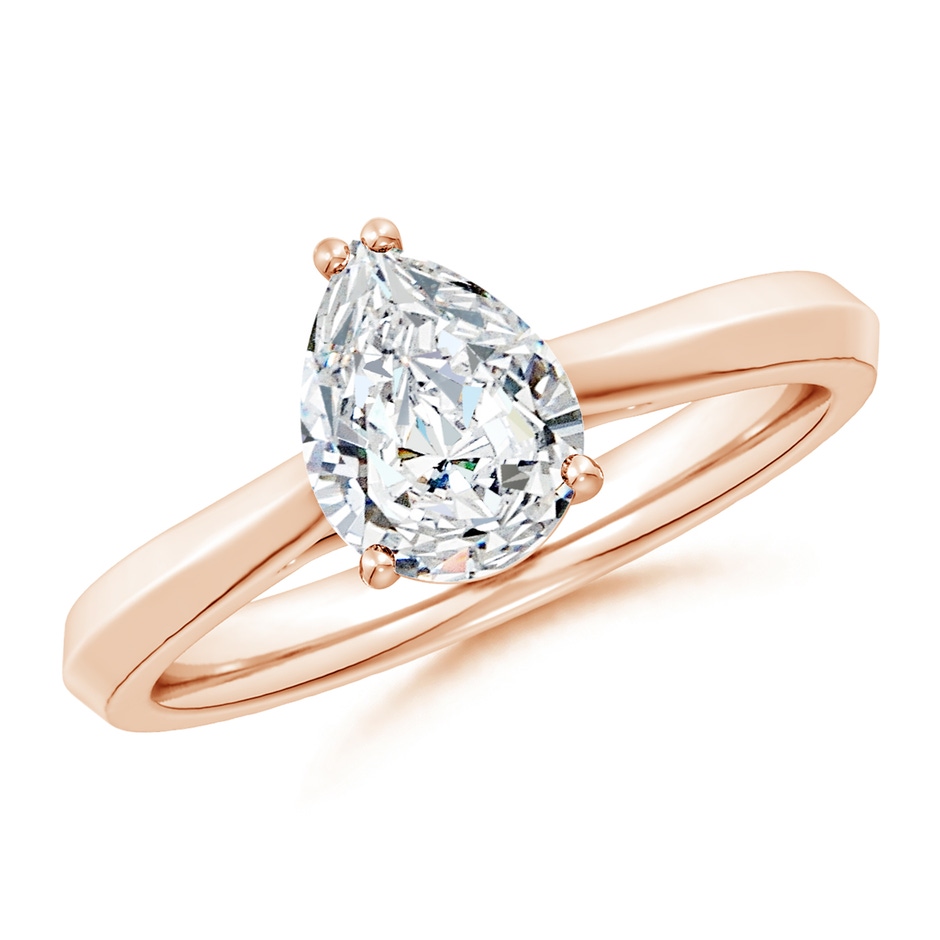 12x8mm FGVS Lab-Grown Pear Diamond Knife-Edge Shank Trellis Engagement Ring in Rose Gold 