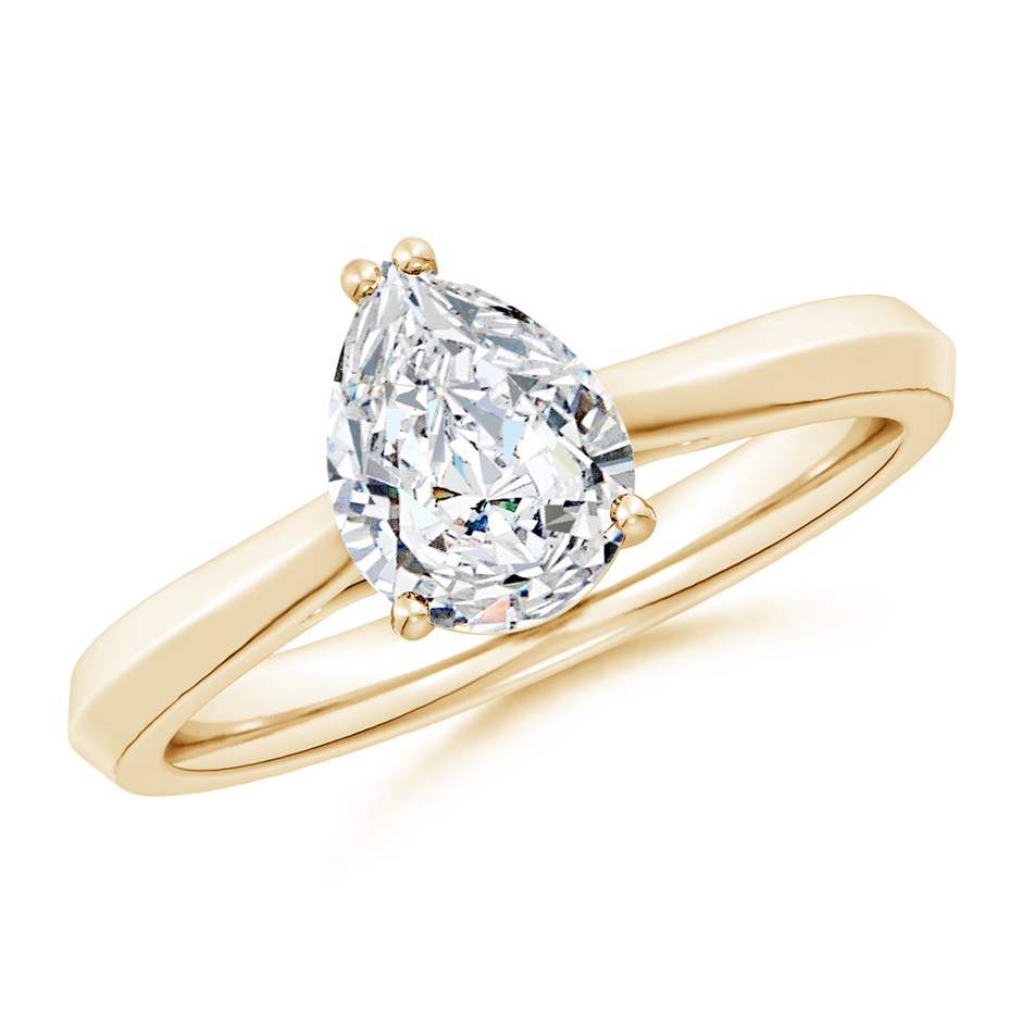 12x8mm FGVS Lab-Grown Pear Diamond Knife-Edge Shank Trellis Engagement Ring in Yellow Gold 