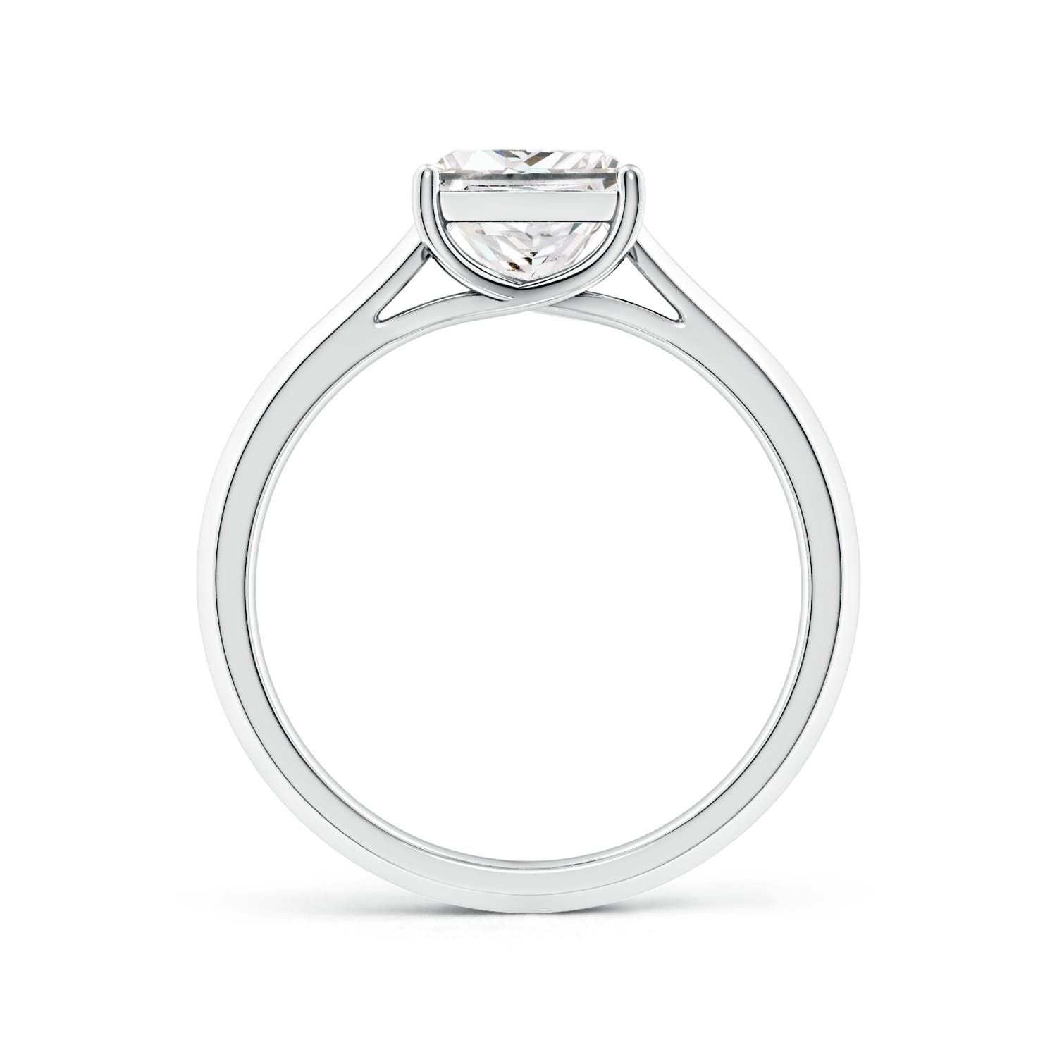6.8mm FGVS Lab-Grown Princess-Cut Diamond Knife-Edge Shank Trellis Engagement Ring in 18K White Gold