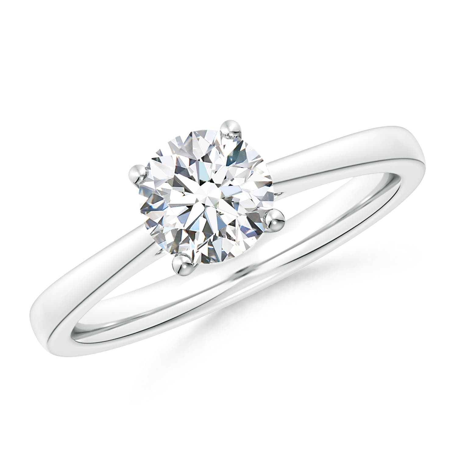 10.1mm FGVS Lab-Grown Round Diamond Reverse Tapered Shank Cathedral Engagement Ring in 18K White Gold