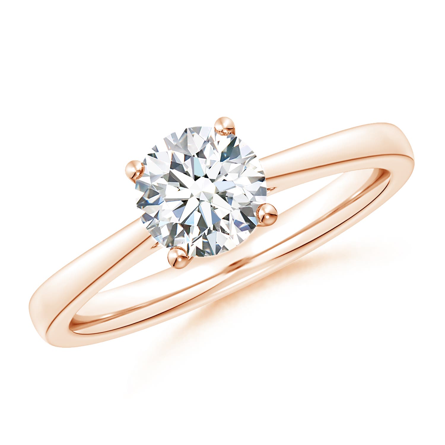 10.1mm FGVS Lab-Grown Round Diamond Reverse Tapered Shank Cathedral Engagement Ring in Rose Gold