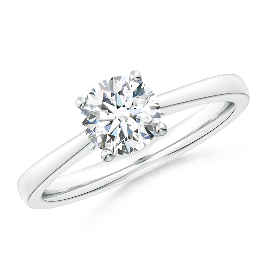 10.1mm FGVS Lab-Grown Round Diamond Reverse Tapered Shank Cathedral Engagement Ring in White Gold