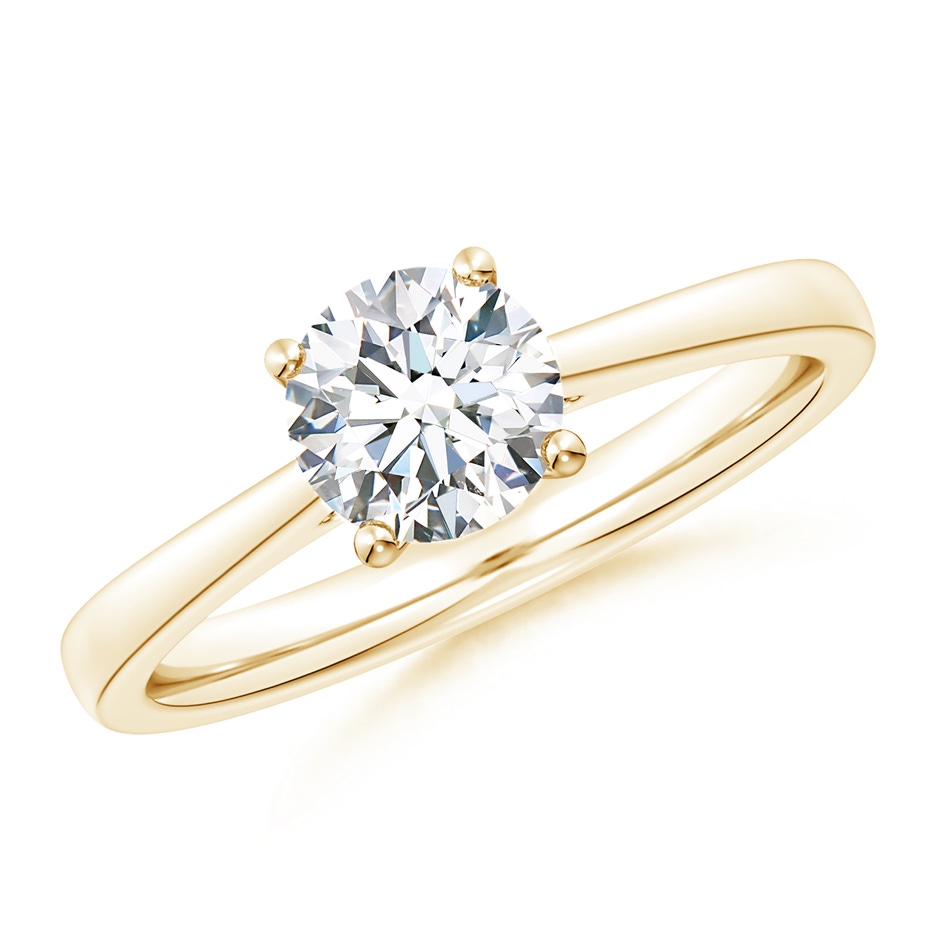 10.1mm FGVS Lab-Grown Round Diamond Reverse Tapered Shank Cathedral Engagement Ring in Yellow Gold 