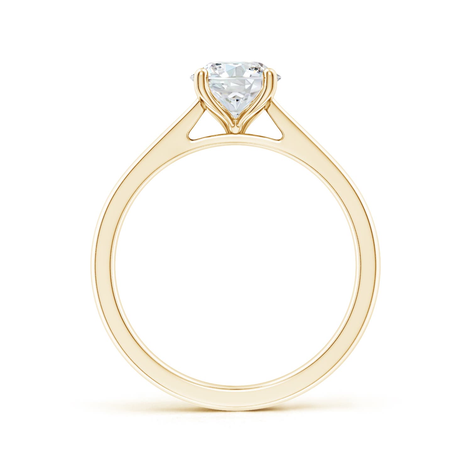 10.1mm FGVS Lab-Grown Round Diamond Reverse Tapered Shank Cathedral Engagement Ring in Yellow Gold