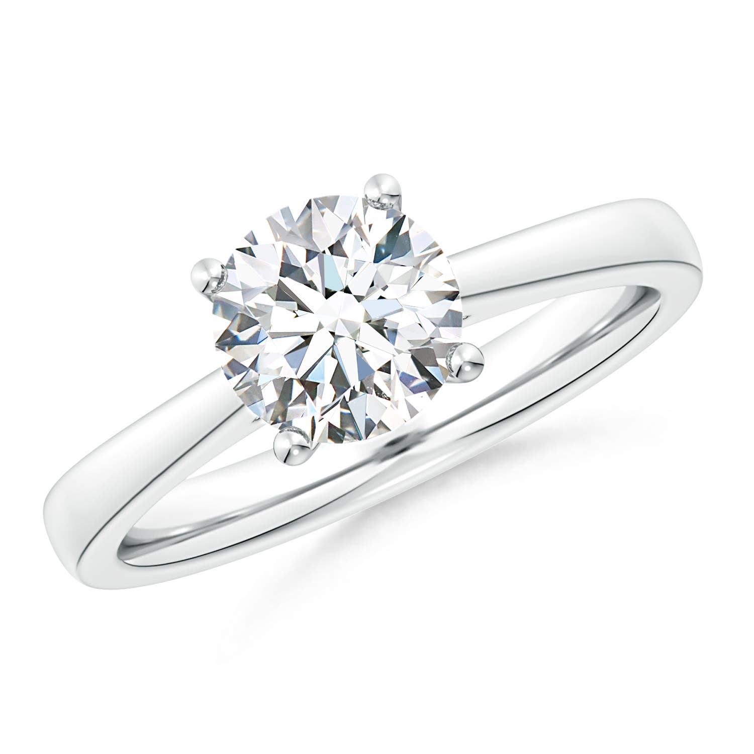 11.1mm FGVS Lab-Grown Round Diamond Reverse Tapered Shank Cathedral Engagement Ring in 18K White Gold