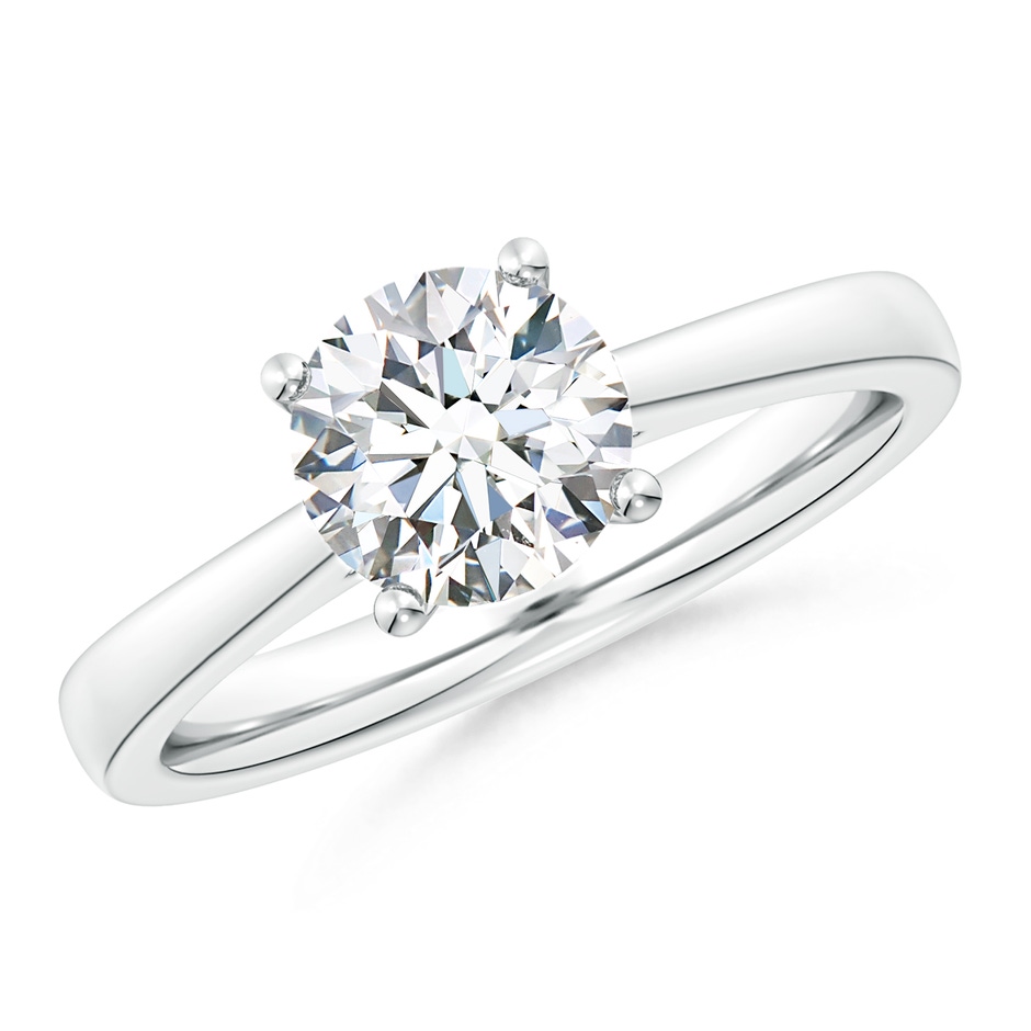 11.1mm FGVS Lab-Grown Round Diamond Reverse Tapered Shank Cathedral Engagement Ring in White Gold 