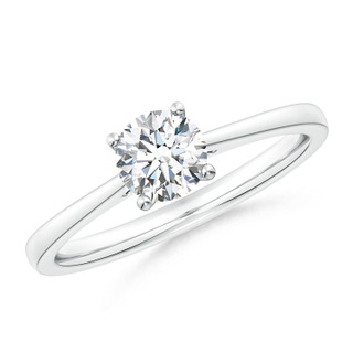 9.2mm FGVS Lab-Grown Round Diamond Reverse Tapered Shank Cathedral Engagement Ring in 18K White Gold