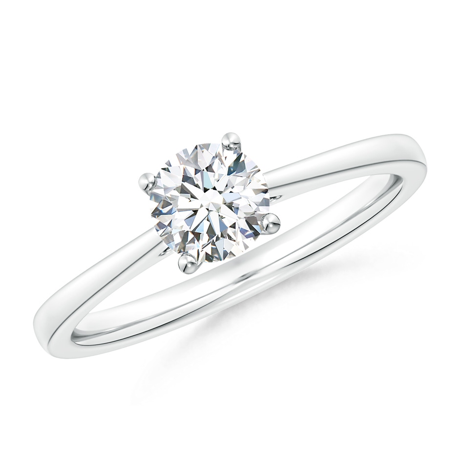 9.2mm FGVS Lab-Grown Round Diamond Reverse Tapered Shank Cathedral Engagement Ring in 18K White Gold 