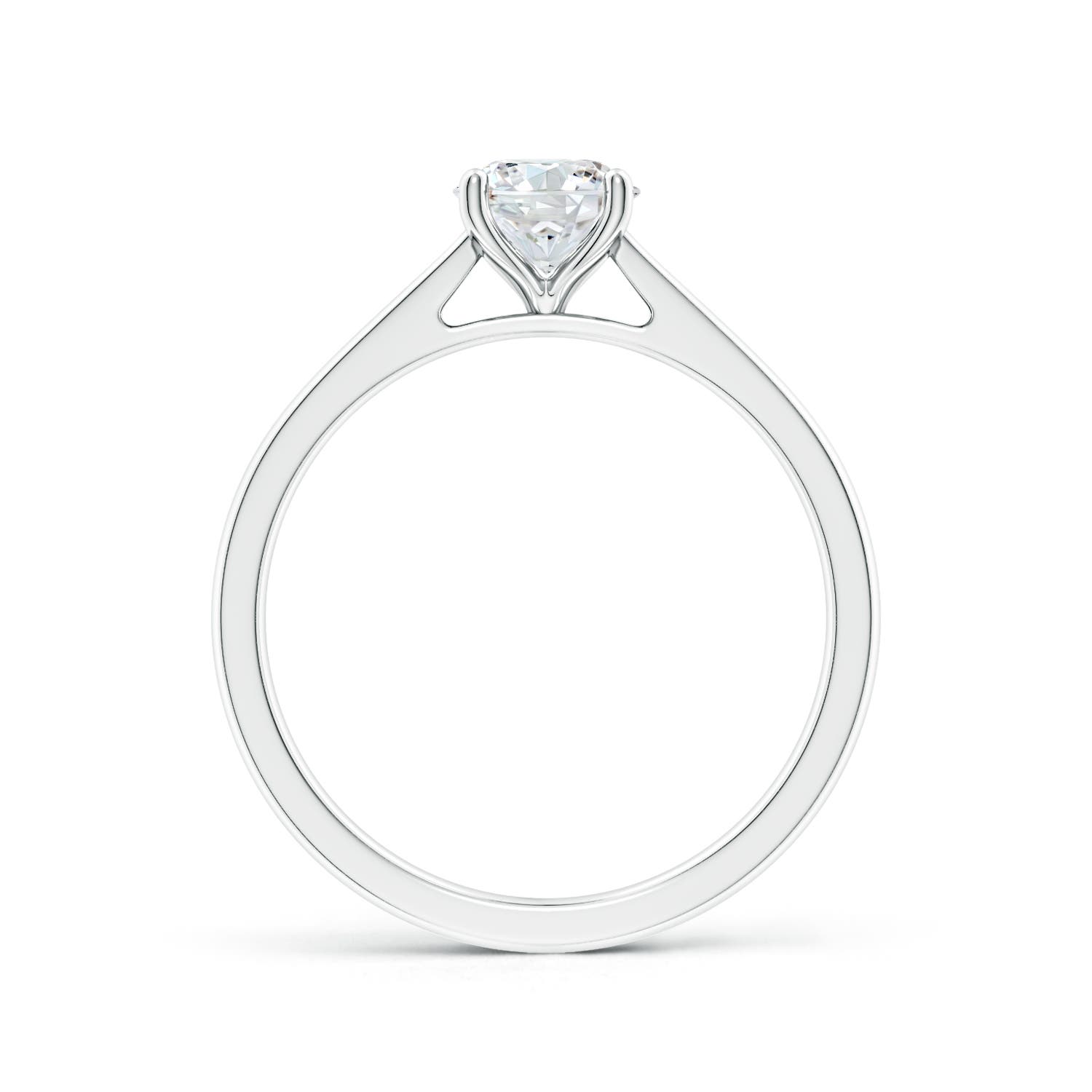 9.2mm FGVS Lab-Grown Round Diamond Reverse Tapered Shank Cathedral Engagement Ring in 18K White Gold