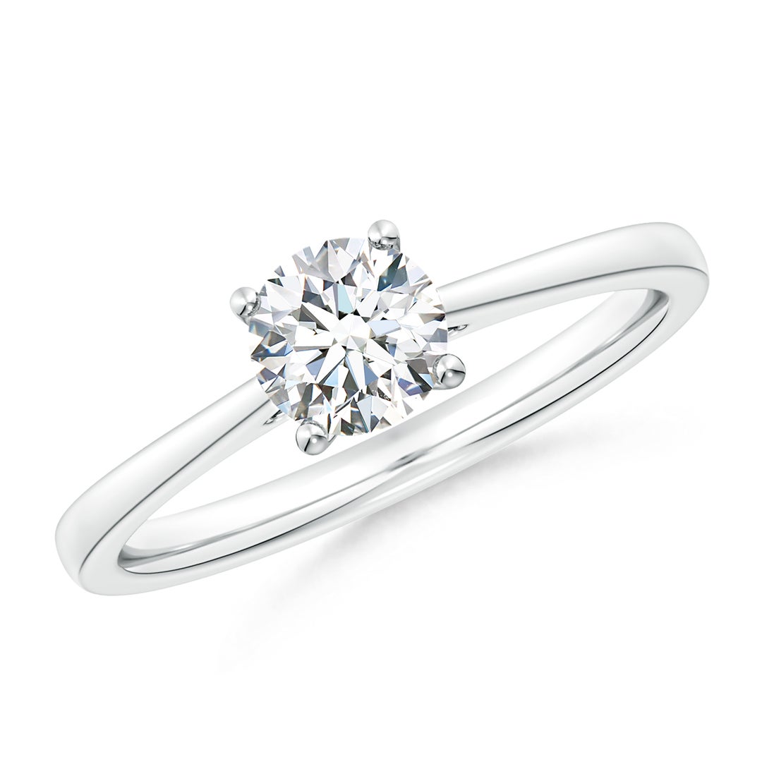 9.2mm FGVS Lab-Grown Round Diamond Reverse Tapered Shank Cathedral Engagement Ring in White Gold