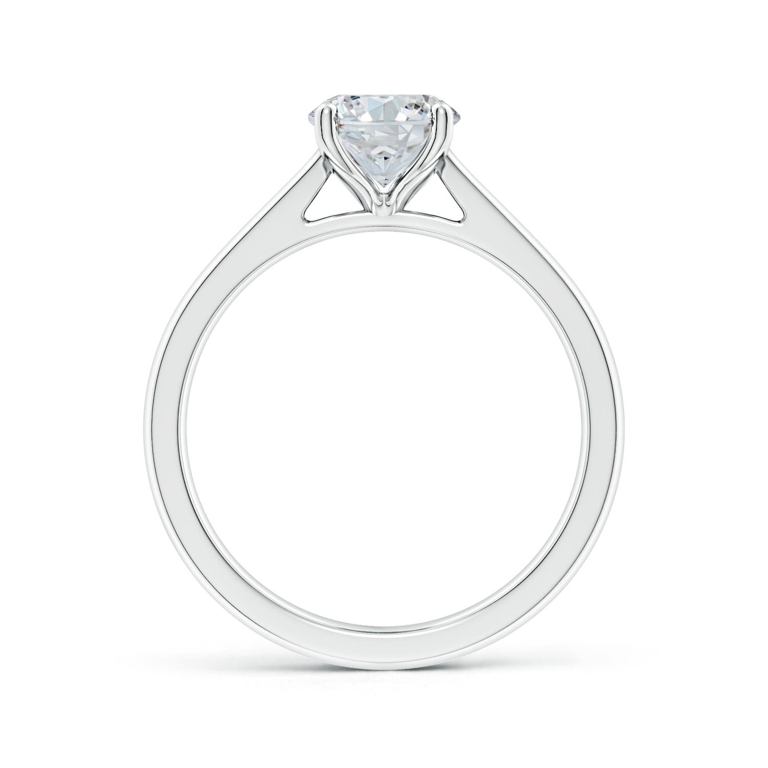 12x8mm FGVS Lab-Grown Oval Diamond Reverse Tapered Shank Cathedral Engagement Ring in 18K White Gold