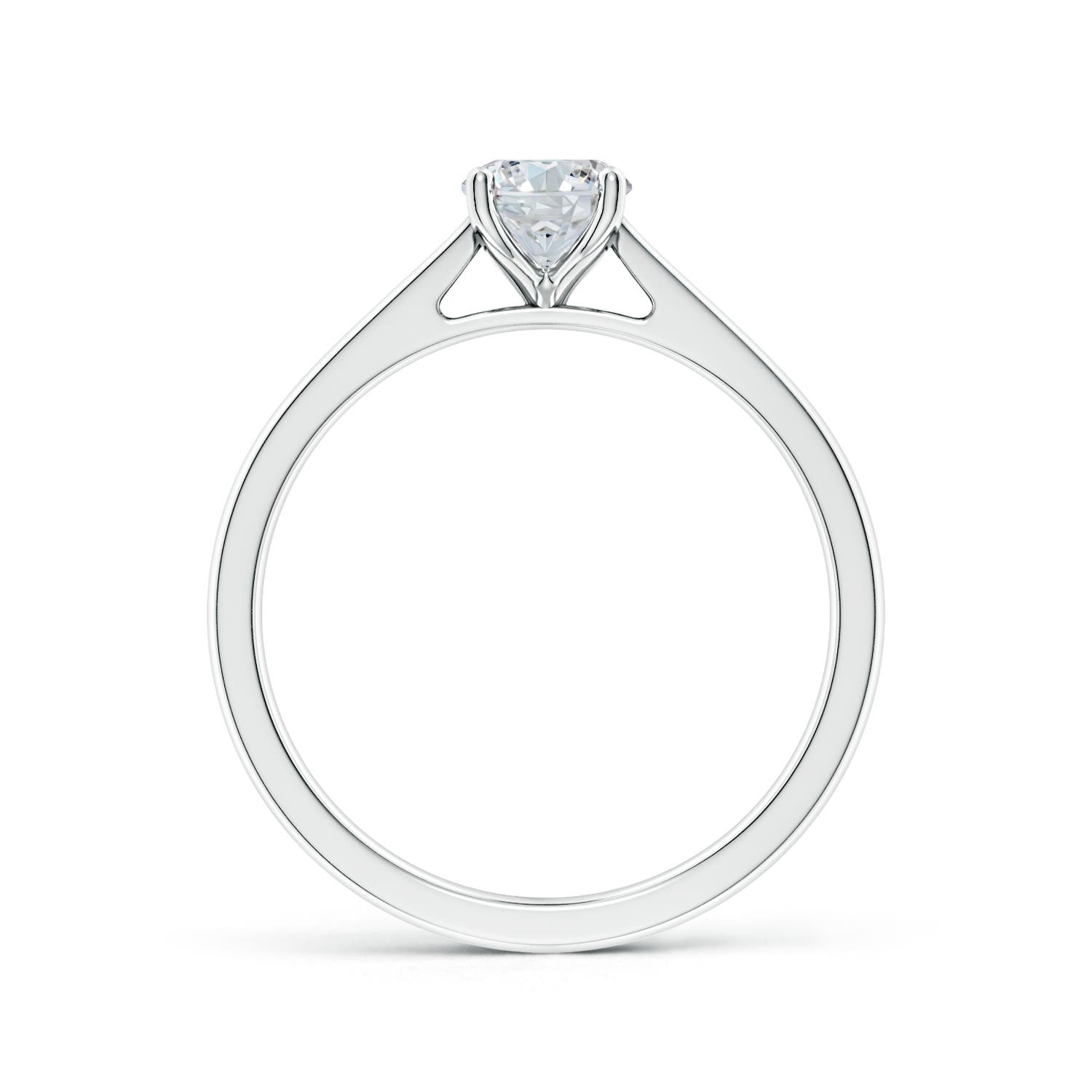 7.7x5.7mm FGVS Lab-Grown Oval Diamond Reverse Tapered Shank Cathedral Engagement Ring in 18K White Gold