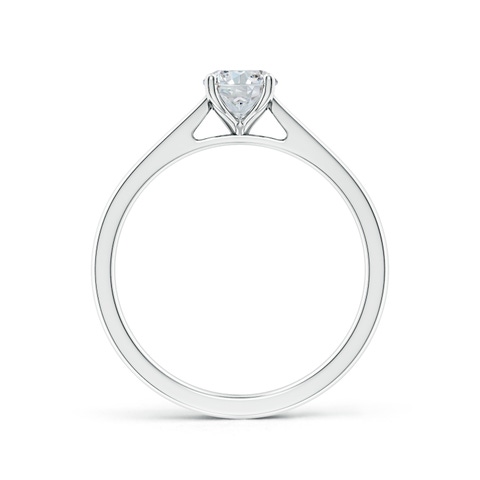 7.7x5.7mm FGVS Lab-Grown Oval Diamond Reverse Tapered Shank Cathedral Engagement Ring in 18K White Gold