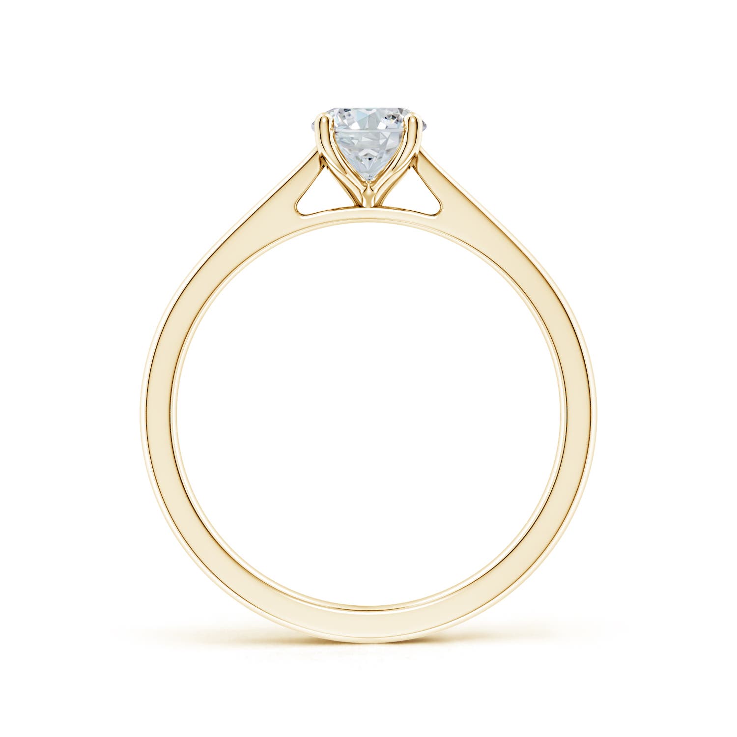 7.7x5.7mm FGVS Lab-Grown Oval Diamond Reverse Tapered Shank Cathedral Engagement Ring in Yellow Gold