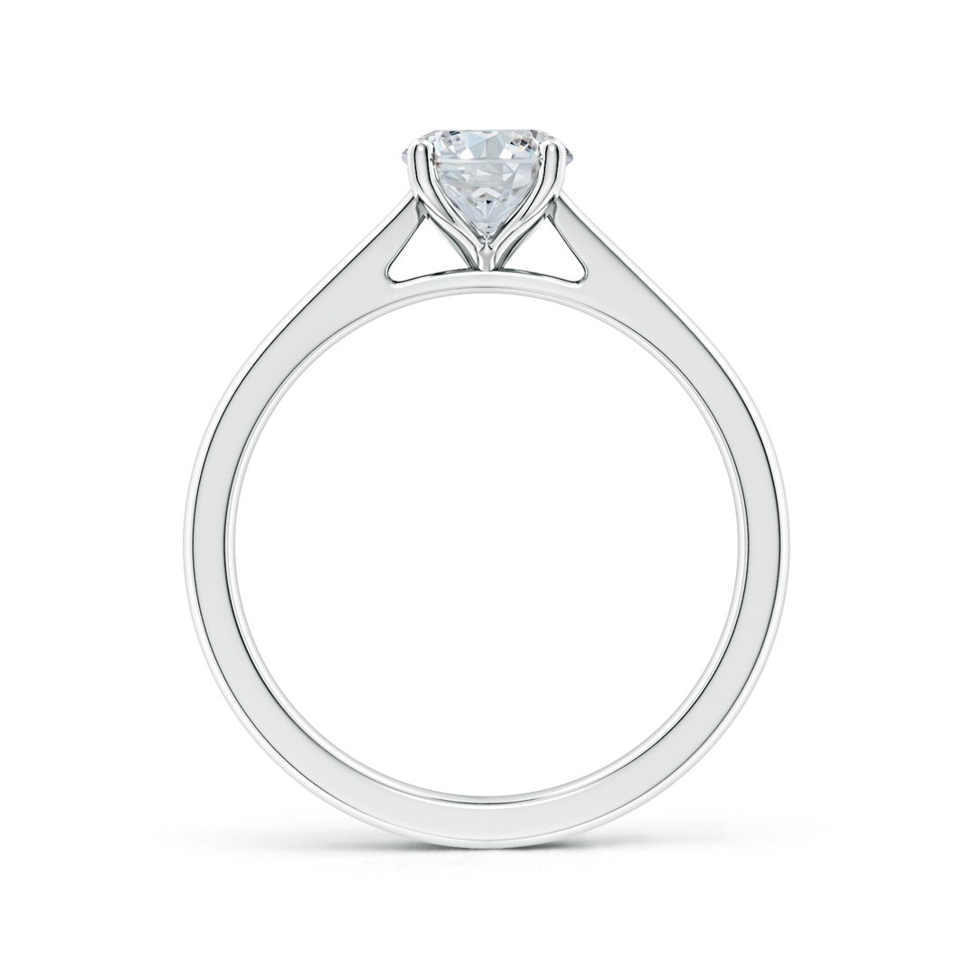 9.5x7mm FGVS Lab-Grown Oval Diamond Reverse Tapered Shank Cathedral Engagement Ring in White Gold - side 3