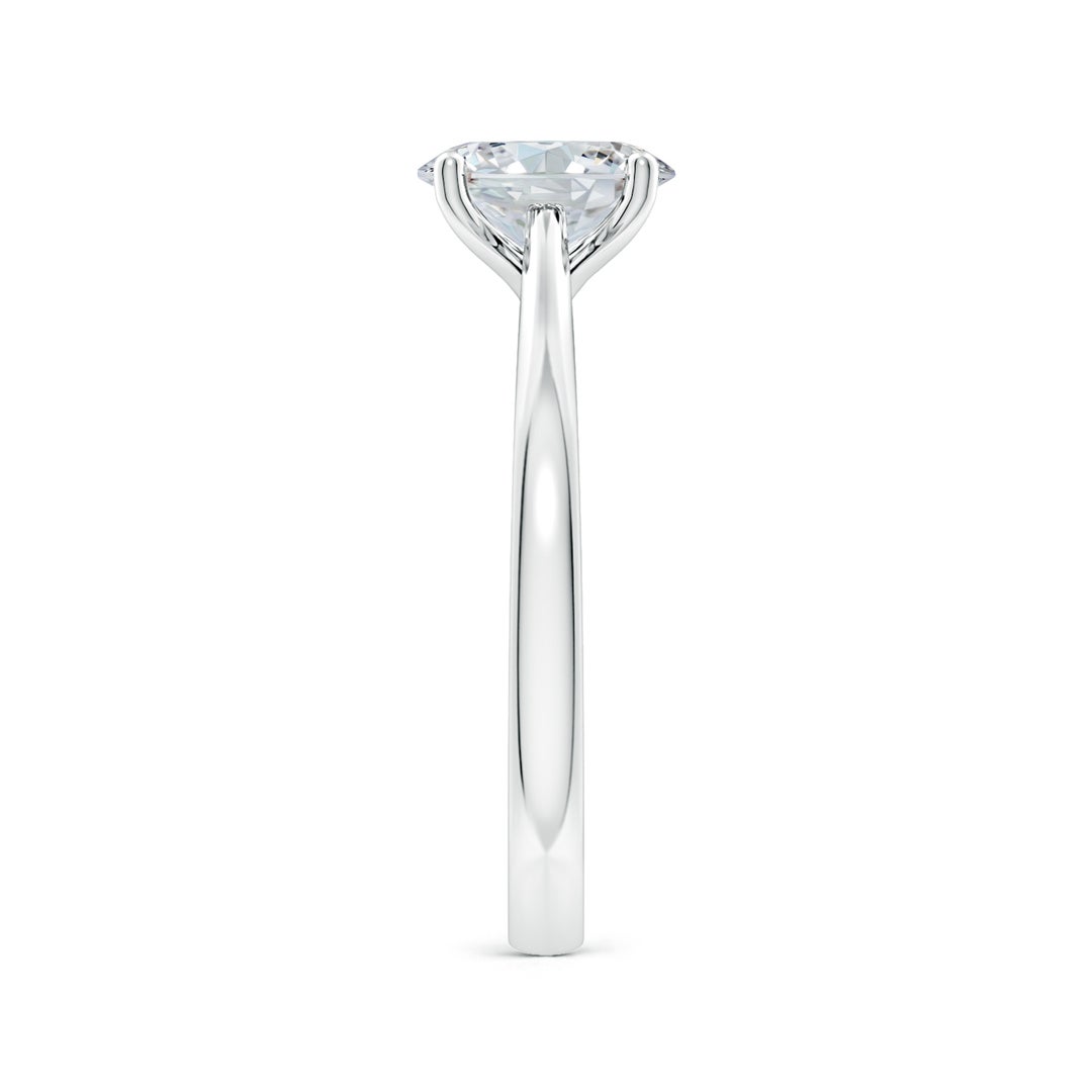 9.5x7mm FGVS Lab-Grown Oval Diamond Reverse Tapered Shank Cathedral Engagement Ring in White Gold - side 4