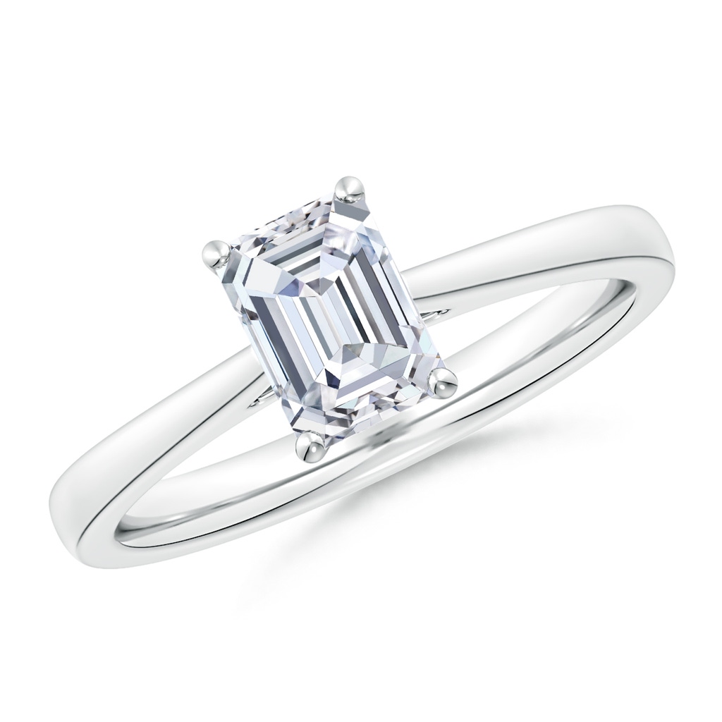 10x8.5mm FGVS Lab-Grown Emerald-Cut Diamond Reverse Tapered Shank Cathedral Engagement Ring in White Gold