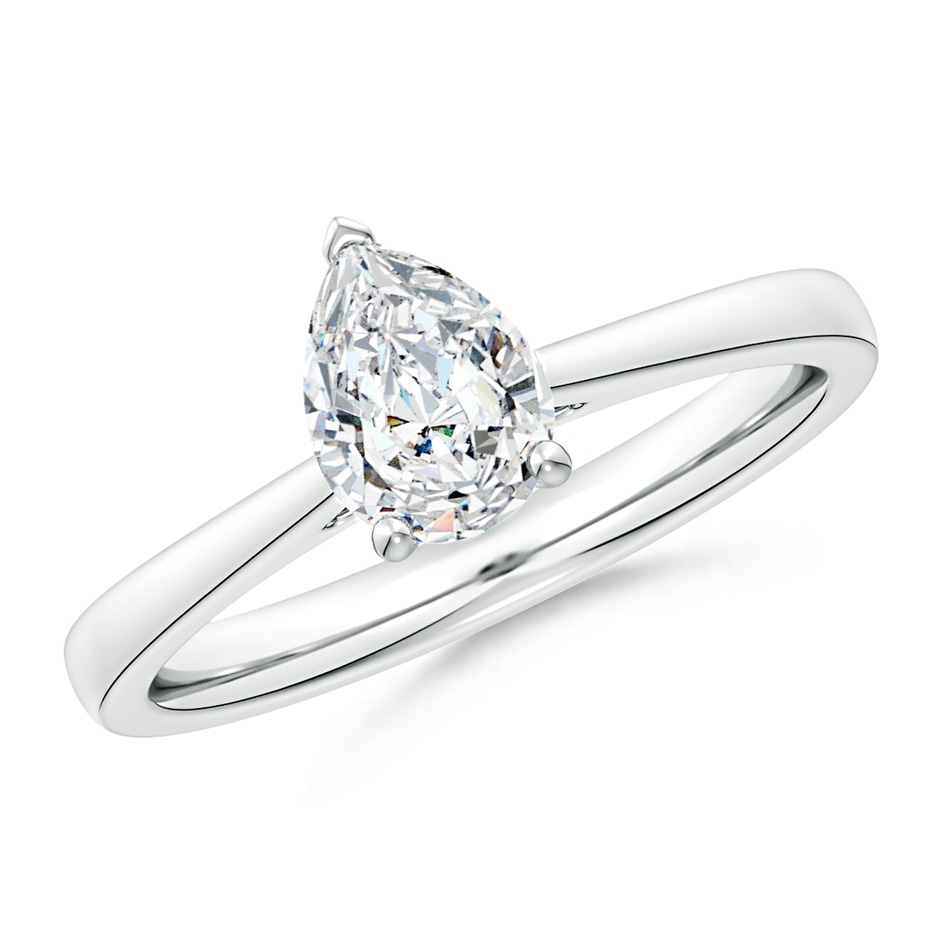 9x7mm FGVS Lab-Grown Pear Diamond Reverse Tapered Shank Cathedral Engagement Ring in White Gold 